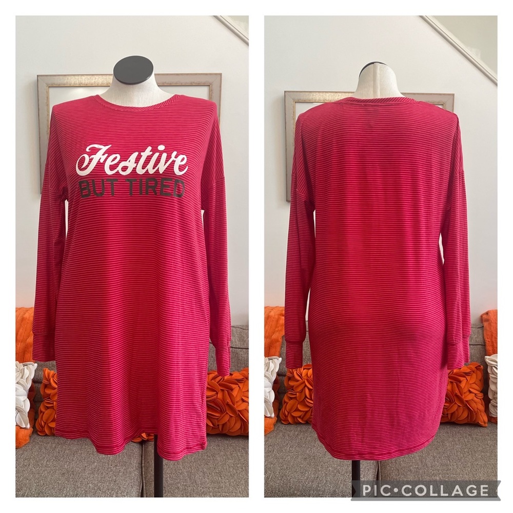 ❣️🆕Jaclyn Smith Yummy Red Stripe Nightgown❣️